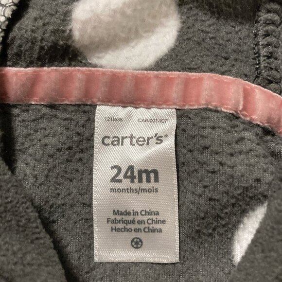 CARTER'S Toddlers' dark grey and white hooded jacket w/ animal ears ~ 18M - 24M - Picture 2 of 12